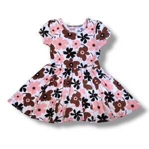 Dot Dot Smile Girls Dress Size 2T Pink Floral Twirl Short Sleeve Cotton Blend
